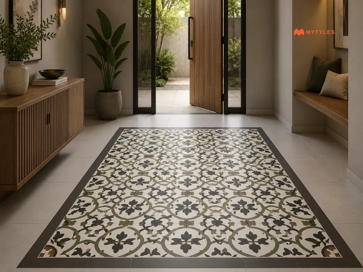 Moroccan Floor Insets With Simple Surrounding Tiles